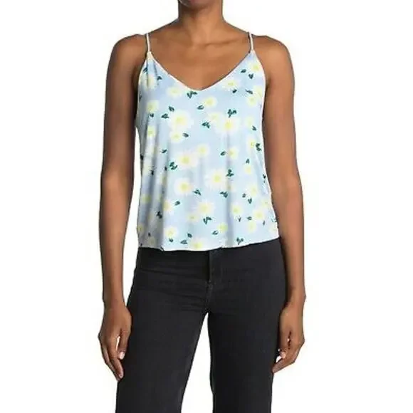 NWT Abound Double V Blue Daisy Tank Medium - Picture 1 of 5